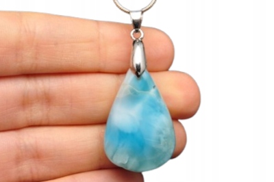 * LARIMAR DOMINIKANA CUDOWNA ZAWIESZKA PIĘKNY KAMIEŃ NATURALNY NR 33 *