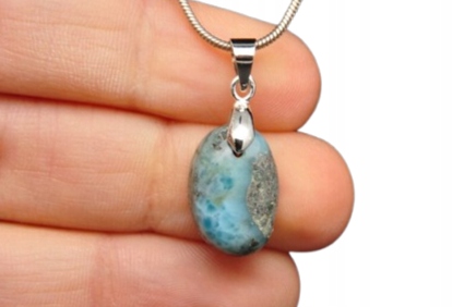 * LARIMAR DOMINIKANA PIĘKNA ZAWIESZKA KAMIEŃ NATURALNY NR 1 *