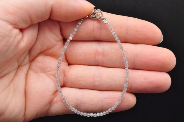 * LABRADORYT BRANSOLETKA KAMIEŃ FASETOWANY 2,5 MM PIĘKNA BIŻUTERIA *