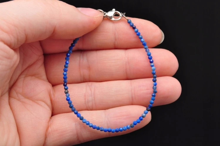* LAPIS LAZULI BRANSOLETKA KAMIEŃ FASETOWANY 2,5 MM NIEBIESKI MINERAŁ *