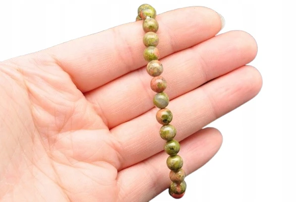 * JASPIS UNAKIT BRANSOLETKA KULKA 6,5 MM DOBRA JAKOŚĆ ZIELONA BIŻUTERIA *