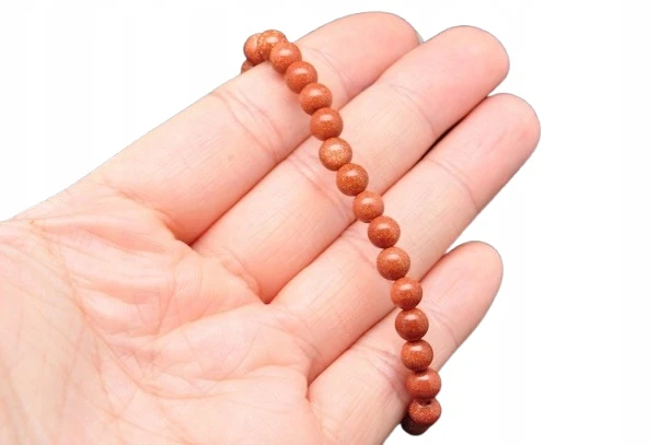 * PIASEK PUSTYNI BRANSOLETKA KULKA 6 MM PIĘKNE ŚWIECĄCE DROBINKI *