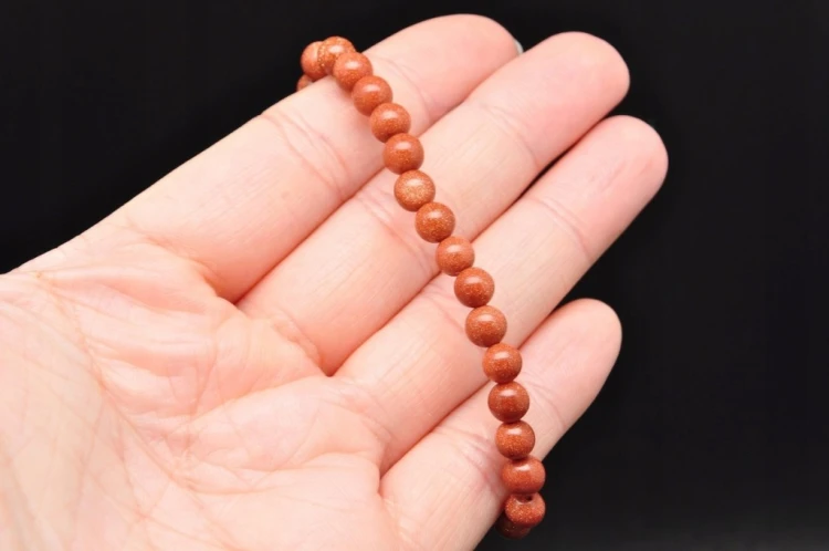 * PIASEK PUSTYNI BRANSOLETKA KULKA 6 MM PIĘKNE ŚWIECĄCE DROBINKI *