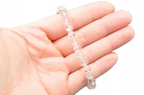 * KRYSZTAŁ GÓRSKI BRAZYLIA BRANSOLETKA KULKA 6 MM CZYSTY MINERAŁ *