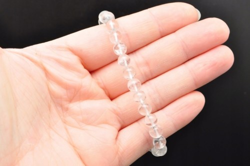 * KRYSZTAŁ GÓRSKI BRAZYLIA BRANSOLETKA KULKA 6 MM CZYSTY MINERAŁ *