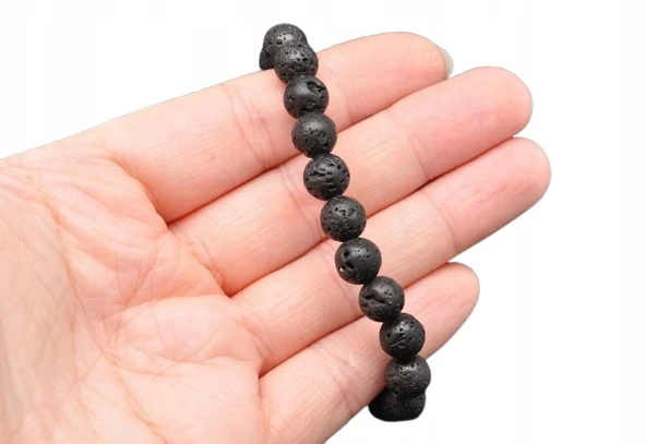 * LAWA WULKANICZNA BRANSOLETKA KULKA 8,5 MM + WORECZEK GRATIS CZARNY KOLOR