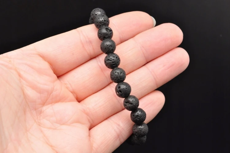 * LAWA WULKANICZNA BRANSOLETKA KULKA 8,5 MM + WORECZEK GRATIS CZARNY KOLOR