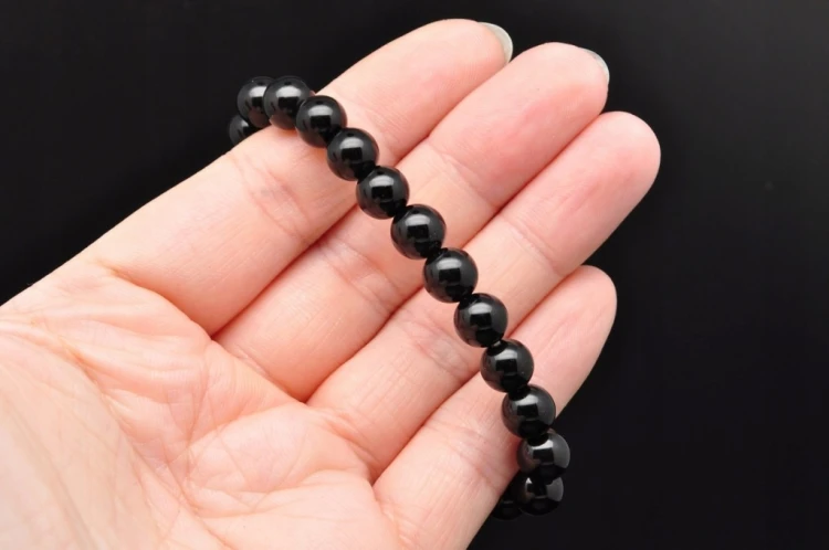 * ONYKS BRANSOLETKA KULKA 8 MM CZARNA BIŻUTERIA PIĘKNY POŁYSK *