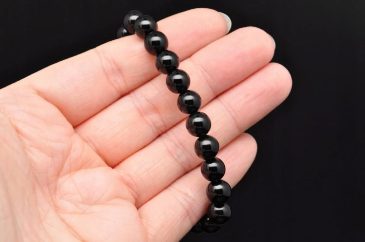 * OBSYDIAN BRANSOLETKA KULKA 8 MM BIŻUTERIA NA CO DZIEŃ DOBRA JAKOŚĆ *
