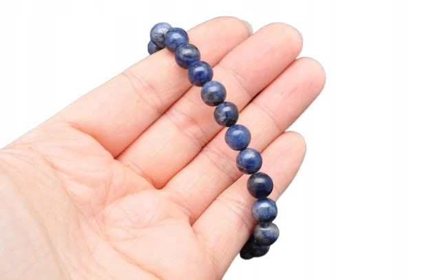 * SODALIT BRANSOLETKA NA GUMCE KULKA 8,5 MM INTENSYWNA BARWA DOBRA JAKOŚĆ *