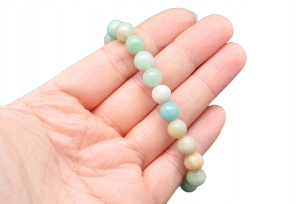 * AMAZONIT BRANSOLETKA KULKA 8 MM KAMIEŃ NATURALNY BIŻUTERIA NA CO DZIEŃ *