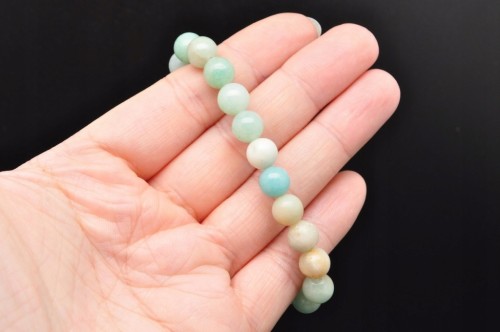 * AMAZONIT BRANSOLETKA KULKA 8 MM KAMIEŃ NATURALNY BIŻUTERIA NA CO DZIEŃ *