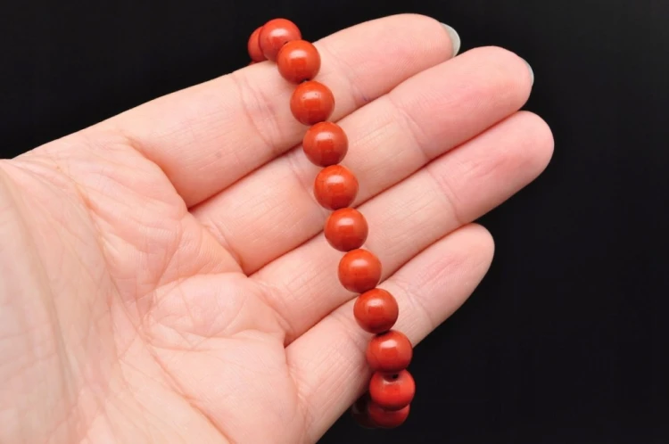 * JASPIS CZERWONY BRANSOLETKA KULKA 9 MM INTENSYWNY NATURALNY KOLOR *