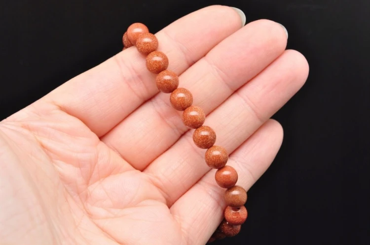 * PIASEK PUSTYNI BRANSOLETKA KULKA 8 MM BŁYSZCZĄCY SIĘ KAMIEŃ *