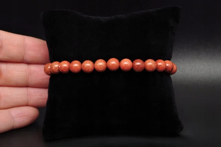 * PIASEK PUSTYNI BRANSOLETKA KULKA 8 MM BŁYSZCZĄCY SIĘ KAMIEŃ *