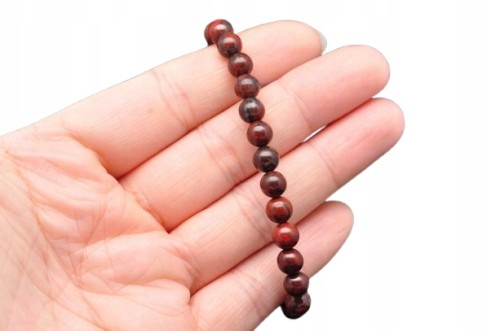 * JASPIS BREKCJA BRANSOLETKA KULKA 6,5 MM ELEGANCKA BIŻUTERIA NA CO DZIEŃ