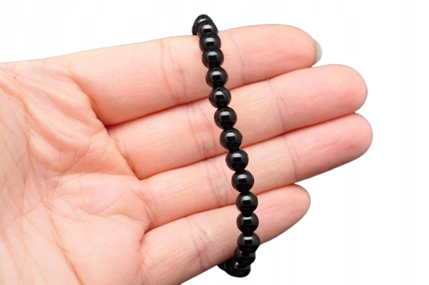 * ONYKS BRANSOLETKA KULKA 6 MM GŁĘBOKA CZERŃ ELEGANCKA BIŻUTERIA *