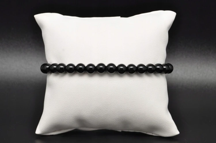 * ONYKS BRANSOLETKA KULKA 6 MM GŁĘBOKA CZERŃ ELEGANCKA BIŻUTERIA *