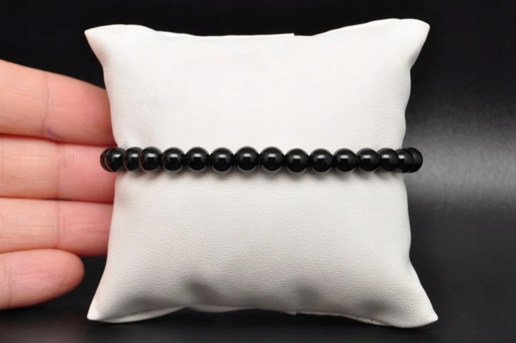 * ONYKS BRANSOLETKA KULKA 6 MM GŁĘBOKA CZERŃ ELEGANCKA BIŻUTERIA *