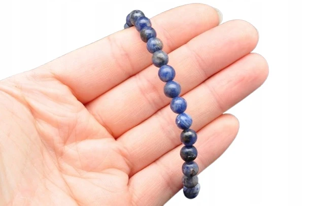 * SODALIT BRANSOLETKA KULKA 6,5 MM NIEBIESKI KOLOR NATURALNY MINERAŁ *