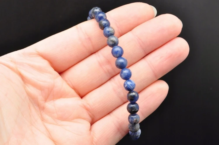 * SODALIT BRANSOLETKA KULKA 6,5 MM NIEBIESKI KOLOR NATURALNY MINERAŁ *