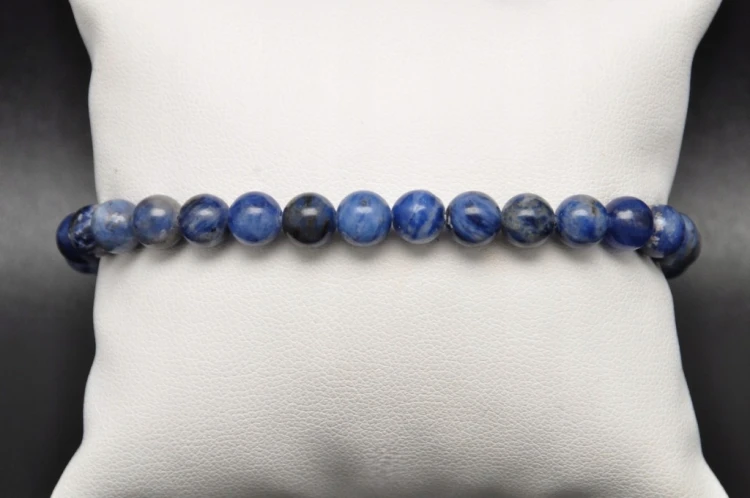* SODALIT BRANSOLETKA KULKA 6,5 MM NIEBIESKI KOLOR NATURALNY MINERAŁ *