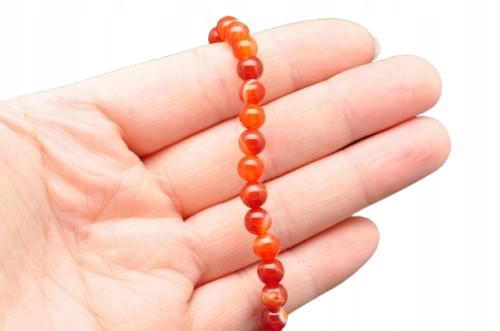 * KARNEOL BRANSOLETKA KULKA 6 MM INTERESUJĄCY KAMIEŃ PIĘNY WZÓR *