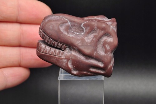 * JASPIS RZEŹBA GŁOWA TYRANOZAURA Z KAMIENIA DINOZAUR NATURALNY MINERAŁ 4 *
