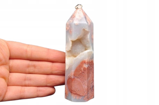 * AGAT MADAGASKAR UROKLIWY MINERAŁ OBELISK WIEŻA Z GEODĄ NR 2 *