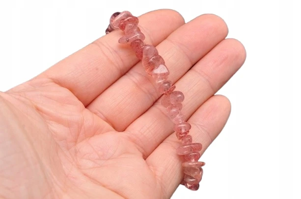 * KWARC TRUSKAWKOWY NATURALNY MINERAŁ BRANSOLETKA NA CO DZIEŃ *
