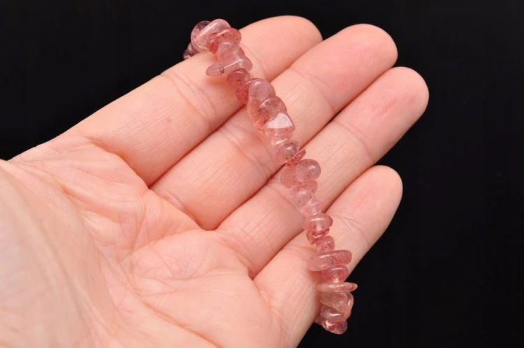 * KWARC TRUSKAWKOWY NATURALNY MINERAŁ BRANSOLETKA NA CO DZIEŃ *