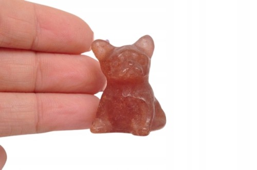 * KWARC TRUSKAWKOWY BRAZYLIA PIES FIGURKA Z KAMIENIA DOBRA JAKOŚĆ NR 28 *