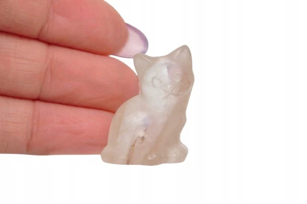 * KRYSZTAŁ GÓRSKI FIGURKA KOT MINERAŁ DO KOLEKCJI RĘKODZIEŁO NR 17 *