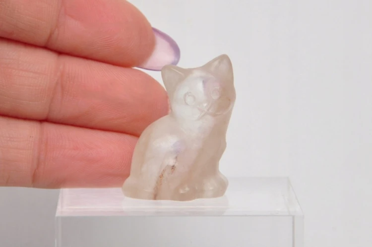 * KRYSZTAŁ GÓRSKI FIGURKA KOT MINERAŁ DO KOLEKCJI RĘKODZIEŁO NR 17 *