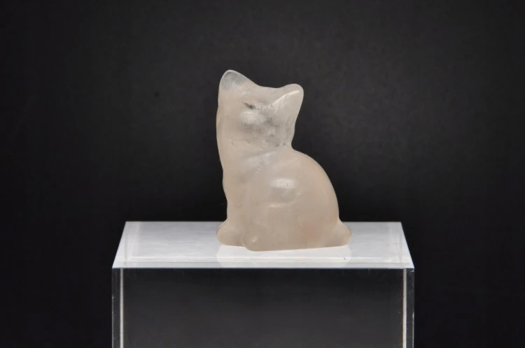 * KRYSZTAŁ GÓRSKI FIGURKA KOT MINERAŁ DO KOLEKCJI RĘKODZIEŁO NR 17 *