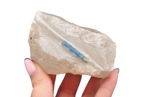 * AKWAMARYN BERYL BRAZYLIA SUROWY MINERAŁ PIĘKNY BŁĘKITNY KRYSZTAŁ NR 4 *