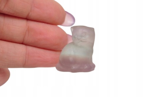 * FLUORYT CHINY FIGURKA RZEŹBA INTERESUJĄCY W KSZTAŁCIE KOTA UROCZY KOT 7 *