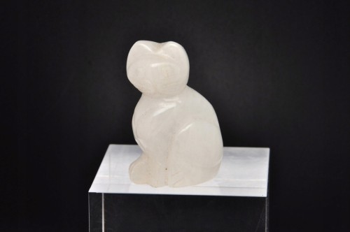 * KWARC FIGURKA KOT UROCZY MINERAŁ ZJAWISKOWA MAŁA RZEŹBA NR 6 *