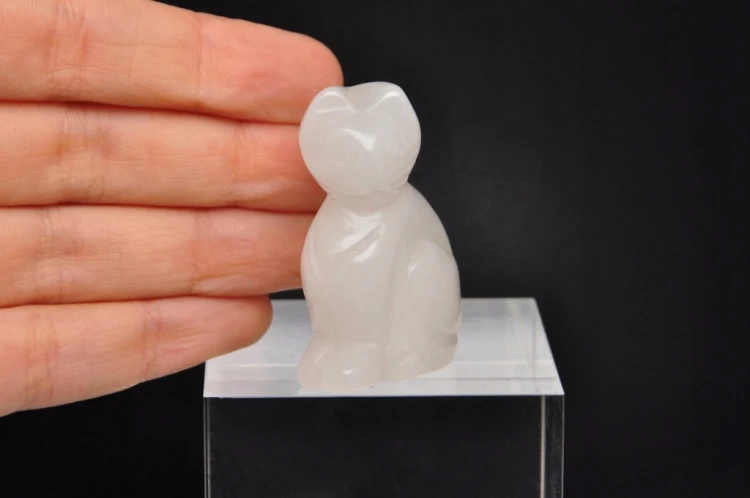 * KWARC FIGURKA RZEŹBA KOT UROKLIWY OKAZ PIĘKNA DEKORACJA NR 3 *