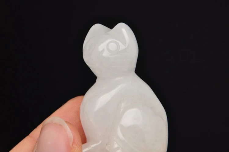 * KWARC FIGURKA RZEŹBA KOT UROKLIWY OKAZ PIĘKNA DEKORACJA NR 3 *
