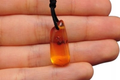 * BURSZTYN BAŁTYCKI POLSKA CZYSTA ZAWIESZKA NA SZNURKU PIĘKNA BARWA NR 27 *