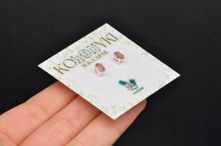 * TURMALIN RÓŻOWY RUBELLIT UROKLIWE KOLCZYKI PIĘKNA BARWA SREBRO 925 NR 1 *