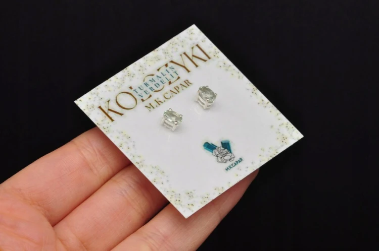 * TURMALIN ZIELONY VERDELITE WERDELIT DELIKATNE KOLCZYKI SREBRO 925 NR 4 *