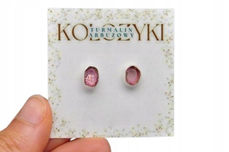 * TURMALIN ARBUZOWY CUDOWNE KOLCZYKI SREBRO 925 PIĘKNY EFEKT TĘCZY NR 5 *