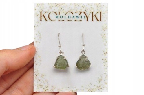 * MOŁDAWIT CZECHY ZACHWYCAJĄCE KOLCZYKI PIĘKNA BIŻUTERIA SREBRO 925 NR 4 *