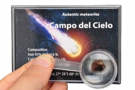 * METEORYT CAMPO DEL CIELO ZJAWISKOWY OKAZ W PUDEŁKU Z LUPĄ NR 3 *