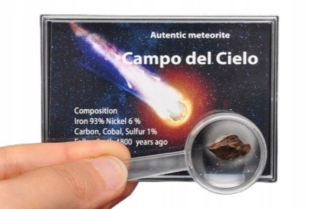 * METEORYT CAMPO DEL CIELO CUDOWNY OKAZ W PUDEŁKU Z LUPĄ NR 1 *