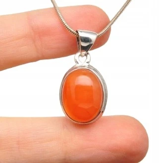 * KARNEOL BRAZYLIA ELEGANCKA BIŻUTERIA NATURALNA ZAWIESZKA SREBRO 925 NR 2