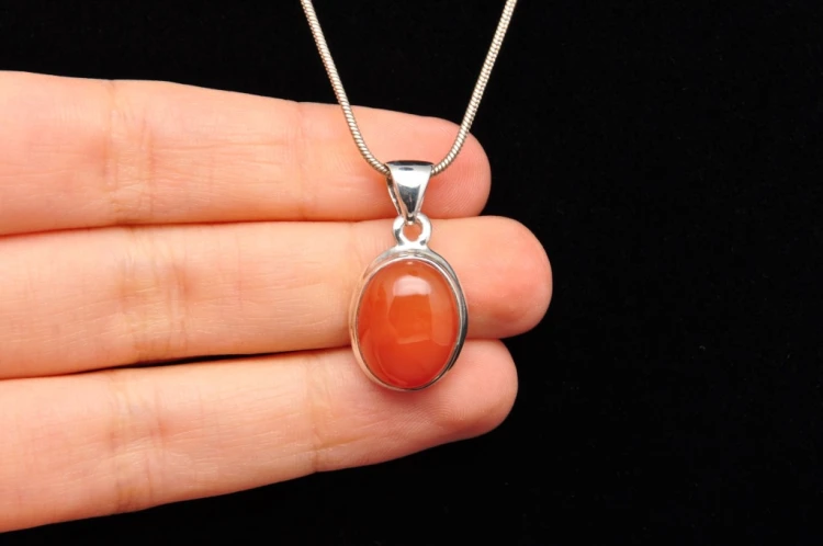 * KARNEOL BRAZYLIA ELEGANCKA BIŻUTERIA NATURALNA ZAWIESZKA SREBRO 925 NR 2