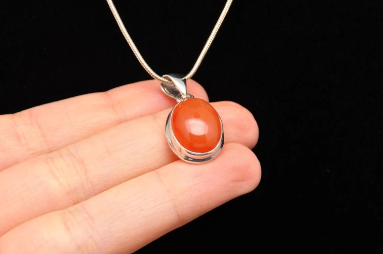 * KARNEOL BRAZYLIA ELEGANCKA BIŻUTERIA NATURALNA ZAWIESZKA SREBRO 925 NR 2